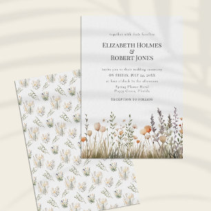 Convites Peach Watercolor Wildflower Weditation