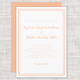 Convites Peach White Wedding Simple Minimalist Chic Modern