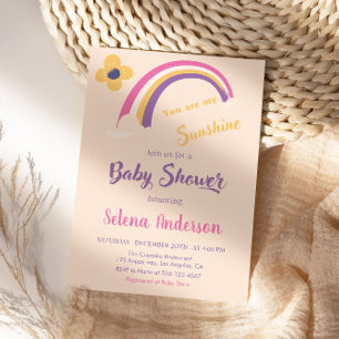 Convites Peach "You Are My Sunshine" Chá de fraldas Arco-Ír