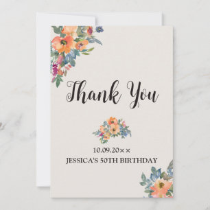 Convites Peachy Blue Watercolor Floral