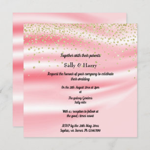 Convites Peachy Pink Satin Sparkle Dourado