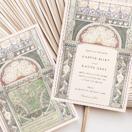 Convites Peacock Art Nouveau Wedding