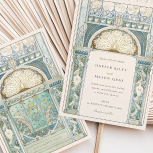 Convites Peacock Art Nouveau Wedding