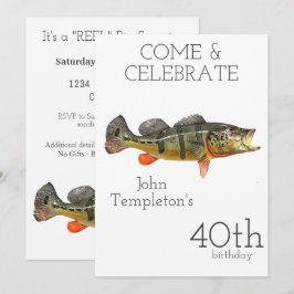 Convites Peacock Bass Pesca Adulto Aniversário 40