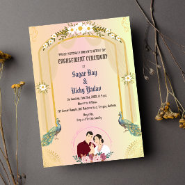Convites Peacock, Cerimônia de Noivado hindu indiana