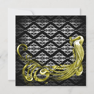 Convites Peacock do ouro no aniversário do Casamento tema d