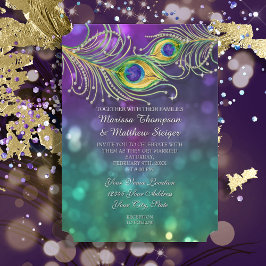 Convites Peacock Feather Casada de Casas de Penas Marinhada