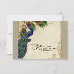 Convites Peacock & Feather Formal Reception Conite Tan