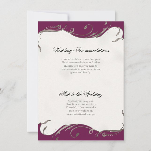 Convites Peacock Feather n Swirls - Recepção, Mapa, Hotel (Frente)