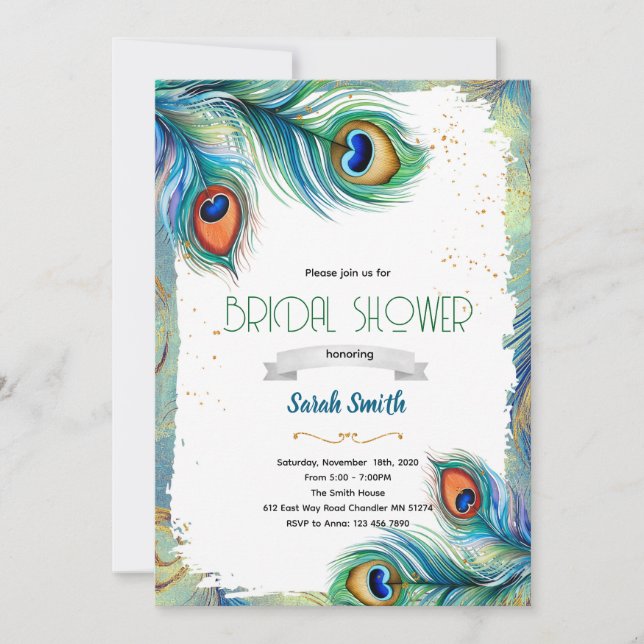 Convites Peacock feather party invitation (Frente)
