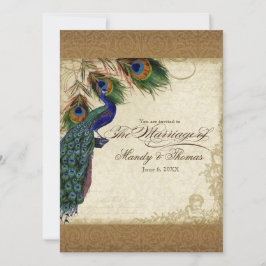 Convites Peacock & Feather Vintage Dourado Olhar, Cabeça