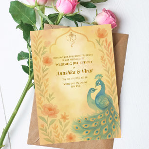 Convites Peacock Floral, Recepção de casamento hindu indian