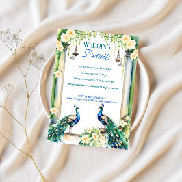 Convites Peacock jasmine índia detalhes do casamento RSVP