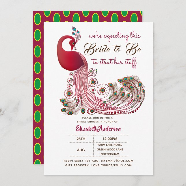 Convites Peacock Node 2 Seja Apertada Seu Chá de panela De  (Frente/Verso)