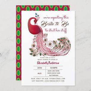 Convites Peacock Node 2 Seja Apertada Seu Chá de panela De 