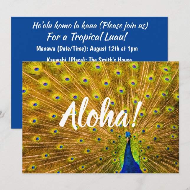 Convites Peacock, Silver Falls, Kauai, Havaí (Frente/Verso)