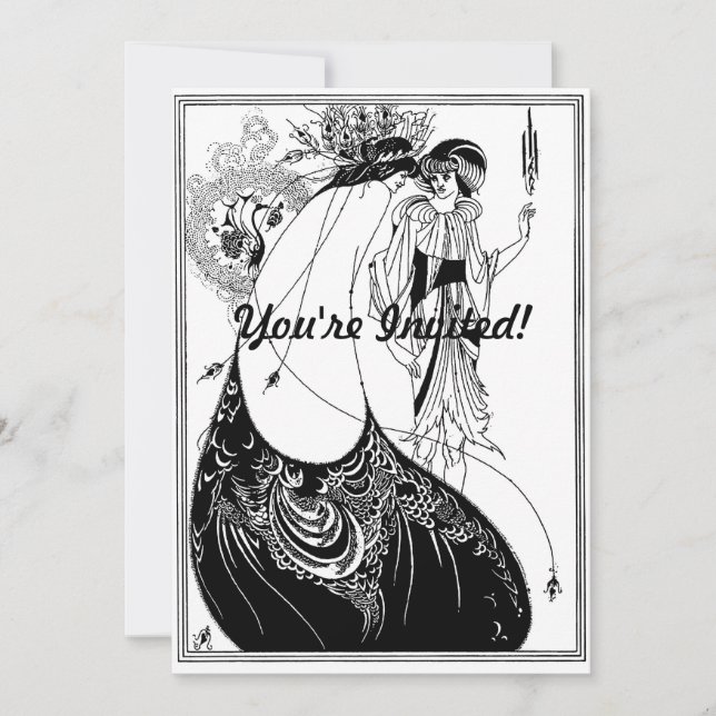 Convites Peacock Skirt Beardsley Art Nouveau (Frente)