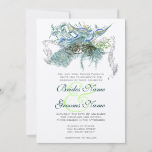 Convites Peacock Vintage Love Birds