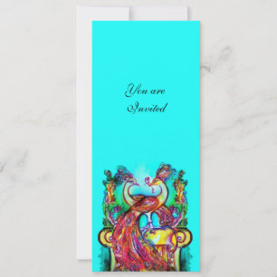 Convites PEACOCKS APAIXONADOS, azul-vermelho-turquase-verde