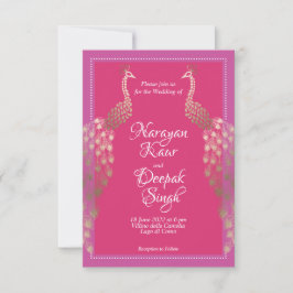 Convites Peacocks Dourados duplos indianos