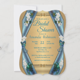 Convites Peacocks e Emerald Verde Metálico Seda & Dourada