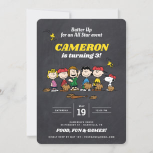 Convites Peanuts Gang   Quadro De Beisebol — Birthday Inv