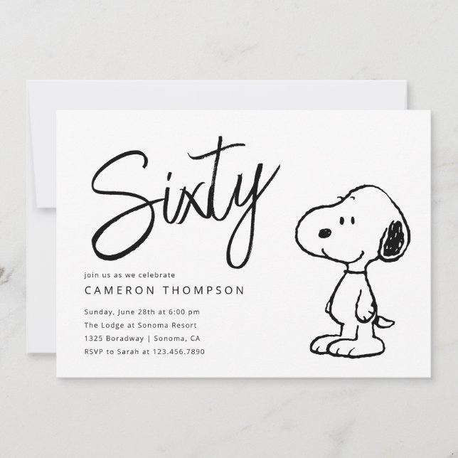 Convites Peanuts Snoopy - 60º Aniversário (Frente)