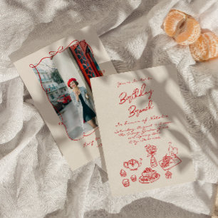 Convites Peão Desenhada Quirky Foto Única Birthday Brunch