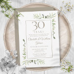 Convites Pearl 30 Casando Aniversário Greenery Floral<br><div class="desc">Apresentando delicado verde-jardim de aquarela,  este convite de aniversário chic pode ser personalizado com suas informações especiais de comemoração de 30 anos,  com um fundo de pérolas no sentido inverso. Projetado por Thisnotme©</div>