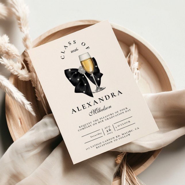 Convites Pearl Champagne Glass Graduation (Criador carregado)