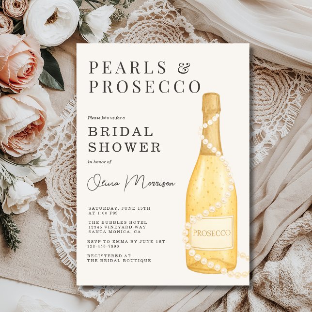Convites Pearls and Prosecco Bridal Shower (Criador carregado)