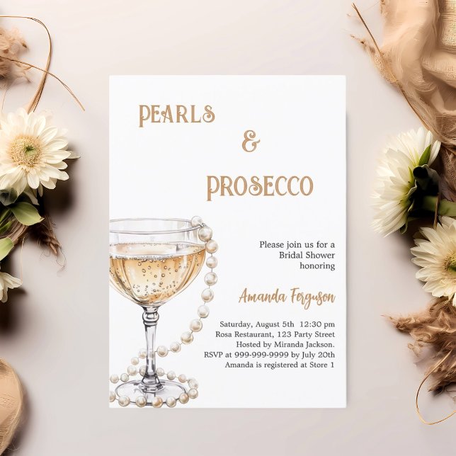 Convites Pearls Chá de panela Prosecco (Criador carregado)