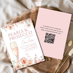 Convites Pearls de Código QR e Chá de panela de Blush Prose