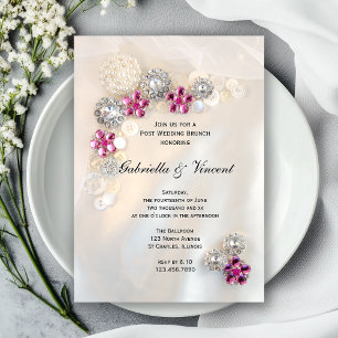 Convites Pearls De Diamante Rosa Botões Postam Brunch De Ca