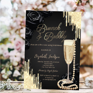 Convites Pearls de pílulas Prosecco Rosa Preto
