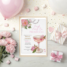 Convites Pearls, Petals & Prosecco Bridal Shower Invitation