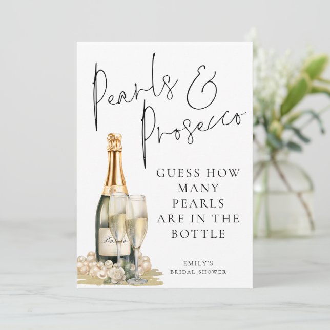 Convites Pearls Prosecco Adivinha Quantos Jogos de Chá de p (Em pé/Frente)