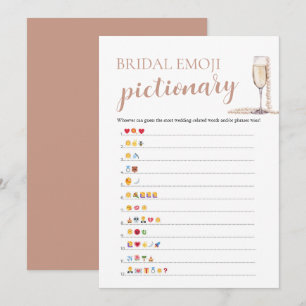 Convites Pearls & Prosecco Chá de panela Emoji Pictionary