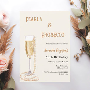 Convites Pearls Prosecco, dourado