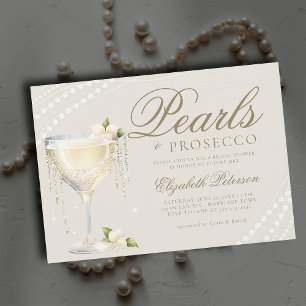 Convites Pearls Prosecco Elegant Ecru BrunChá de panela