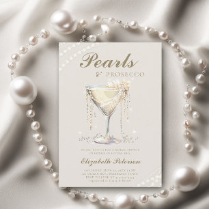 Convites Pearls Prosecco Ivory Elegant BrunChá de panela