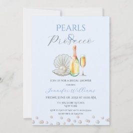 Convites Pearls Prosecco Pearlcore Chá de panela Azul