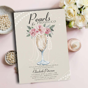 Convites Pearls Prosecco Petals Ivory BrunChá de panela