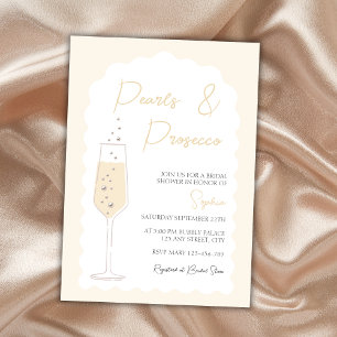 Convites Pearls & Prosecco Wavy Arch Chá de panela