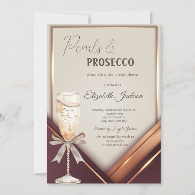 Convites Pearls Quadro de Arco Prosecco (Frente)