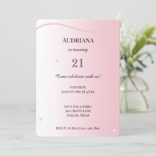Convites Pearls Rosa bonito - Glam Birday