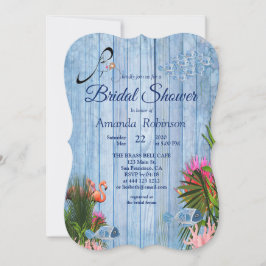 Convites Pebolhas de água azul e Chá de panela de Flamingos