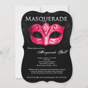Convites Peça de máscara de Mascarada cor-de-rosa para ro