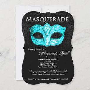 Convites Peça de Máscara de Mascarada de Teal Parte do Dia