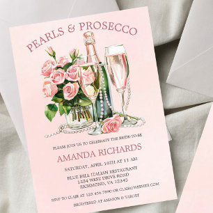 Convites Peças rosas e Prosecco Champagne Bridal Brunch
